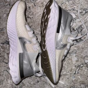Nike White and Gray Sneakers with Textured Mesh